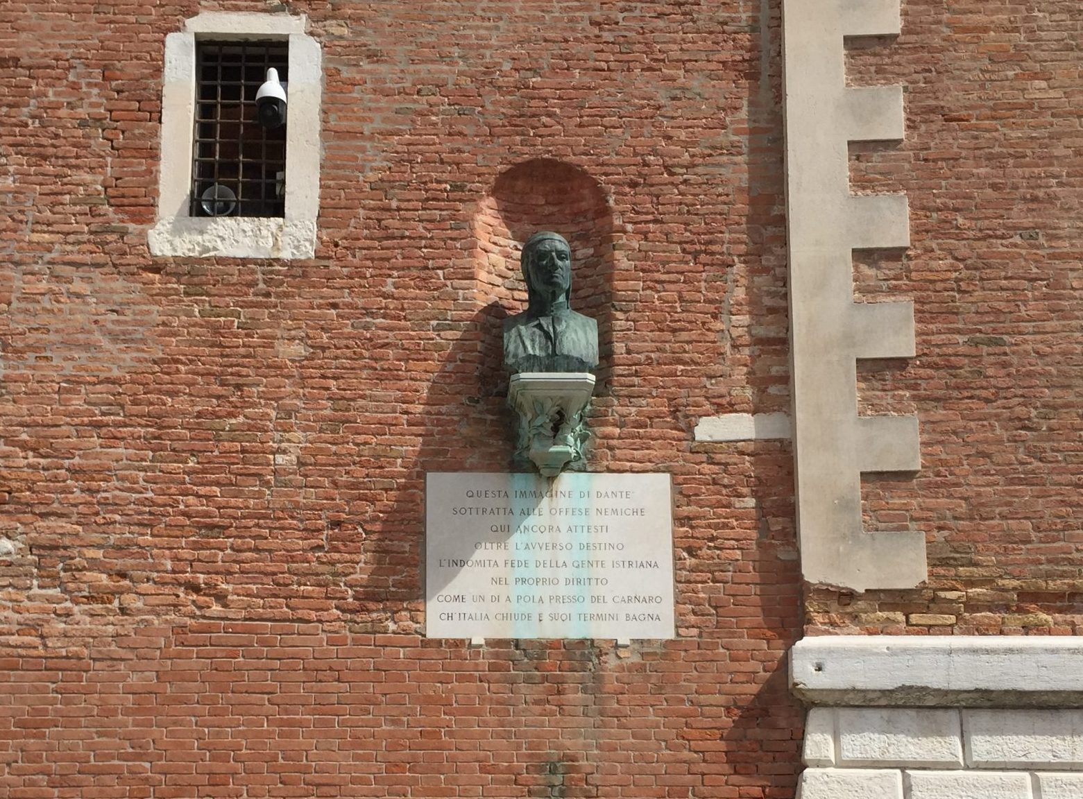 Bust of Dante Alighieri near the gate of the Arsenale of Venice