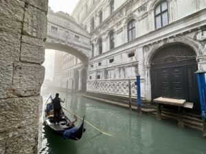 Venice, a gondola in the Rio di Palazzo along the Doge's Palace
