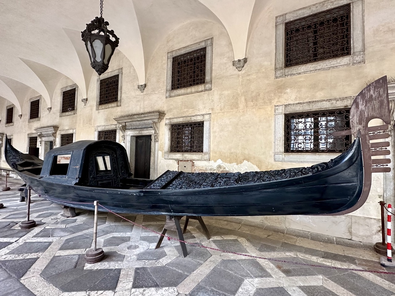 historical gondola in the Doge's Palace in Venice